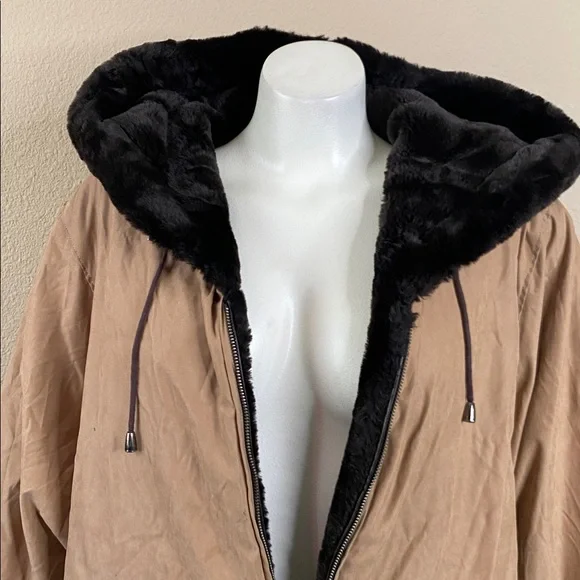 Jones New York heavy reversible faux fur outdoor long hooded coat 3X ❤️🏂❄️ - Picture 8 of 12